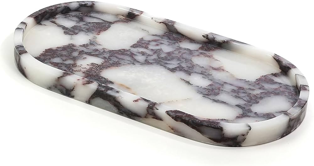 100% Natural Luxury Calaccata Viola Marble Small Hand Towel Tray Holder Organizer, Makeup Bathroom Holder | Amazon (US)