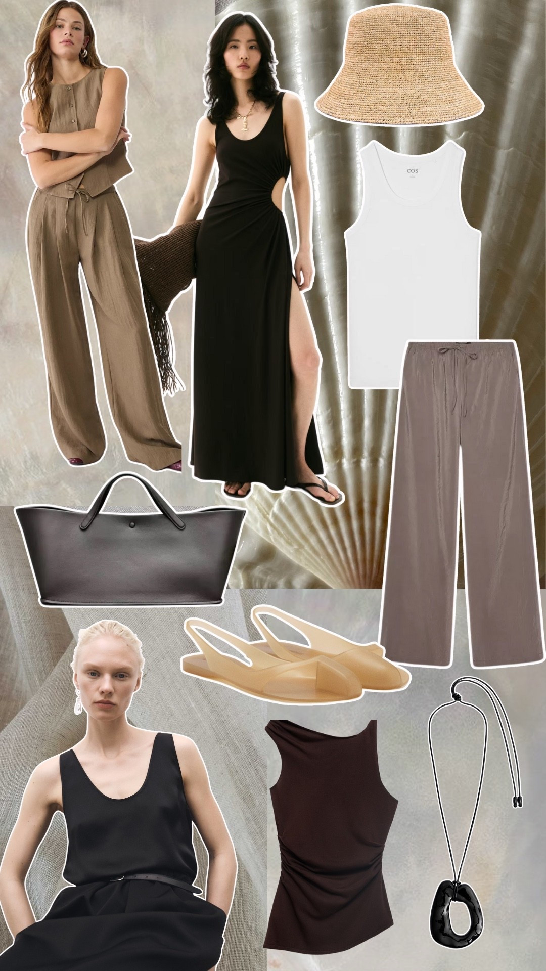 SUMMER EDIT - new in my wardrobe for my summer outfits and holiday wardrobe 🤎

H&M brown summer dress - ZARA satin trousers - mango top - jelly shoes - silk top - COS pendant - minimal style - matching set - wide leg trousers - Stradivarius waistcoat - Palazzo pants - lack of colour Inca straw bucket hat  

#LTKsummer #LTKeurope #LTKuk