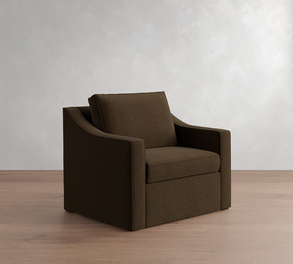 Cameron Slope Arm Slipcovered Chair-And-A-Half, Polyester Wrapped Cushions, Performance Casual Chenille Espresso | Pottery Barn (US)