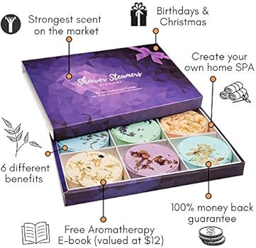 Cleverfy Shower Steamers - [6x] Aromatherapy Shower Bombs With Essential Oils for Relaxation. Set... | Amazon (US)