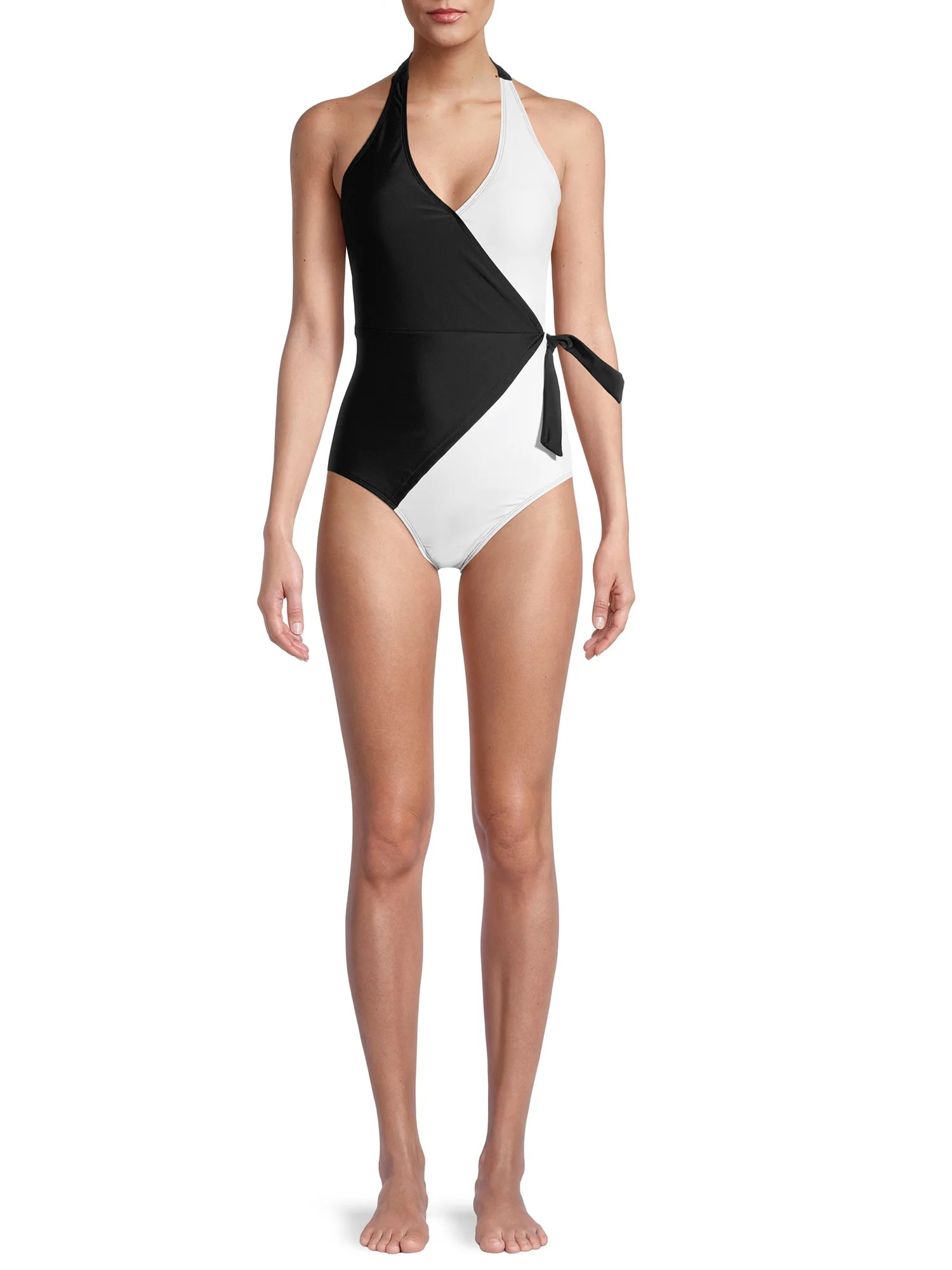 Nicole Miller Women's Colorblock Wrap One Piece Swimsuit - Walmart.com | Walmart (US)