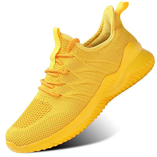 Womens Running Shoes Slip On Walking Sneakers Trainers Breathable Lightweight Casual Tennis Mesh Soft Sole Yellow | Amazon (US)