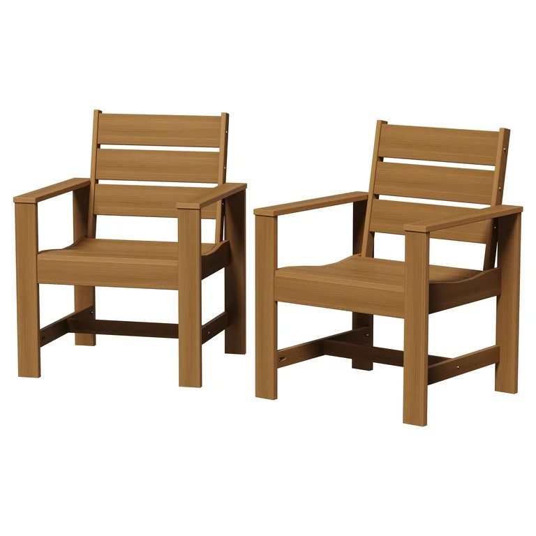 Better Homes & Gardens Ezra Outdoor HDPE Dining Chair, 2-Pack, Teak | Walmart (US)