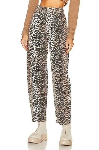 Ganni Print Denim Stary in Leopard | FWRD | FWRD 