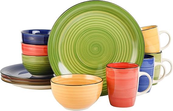 Gibson Home Vibes Dinnerware Set, Service for 4 (12pcs), Assorted Colors | Amazon (US)