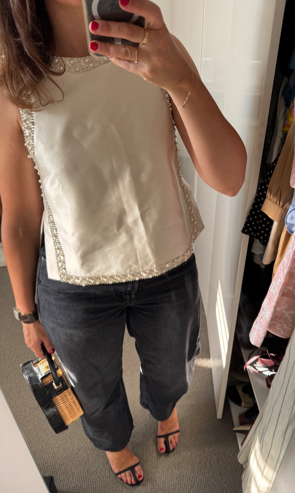 Sandro top, Citizens of Humanity jeans size 26, Neous heels. 

#LTKdatenight #LTKaustralia #LTKspring