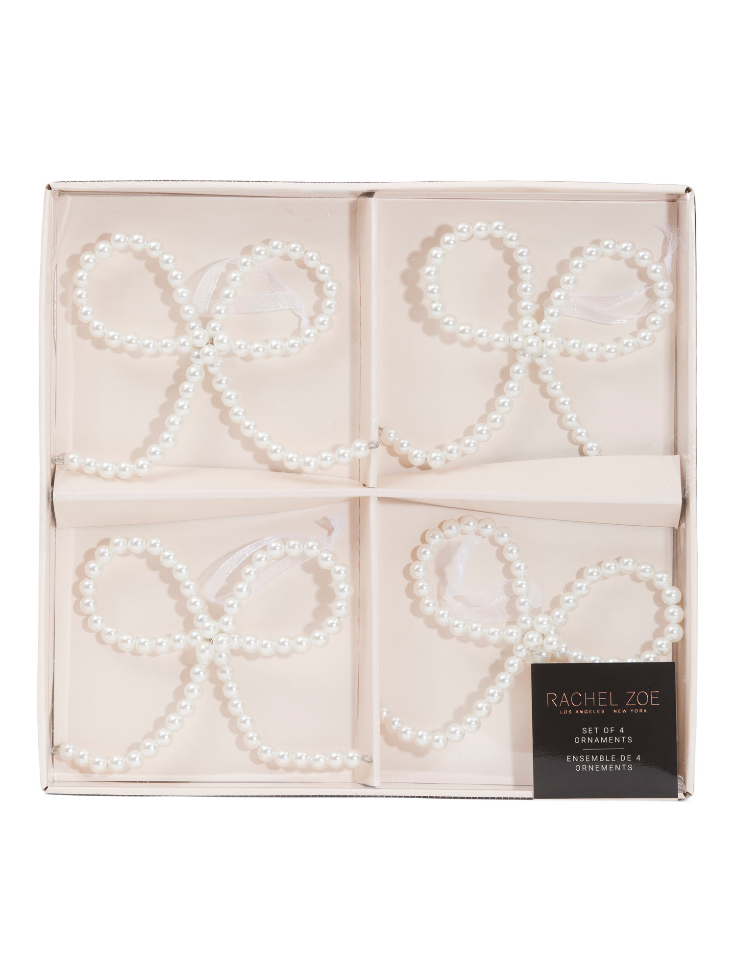 Set Of 4 Faux Pearl Bow Ornaments | TJ Maxx