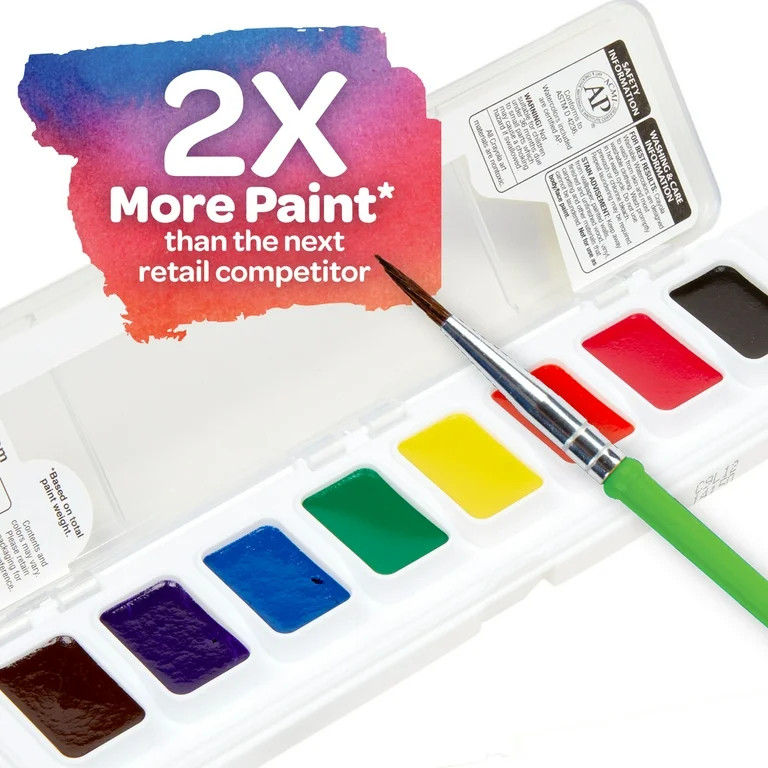 Crayola Washable Watercolor Paint, Square Pan, Assorted 8-Color Set | Walmart (US)