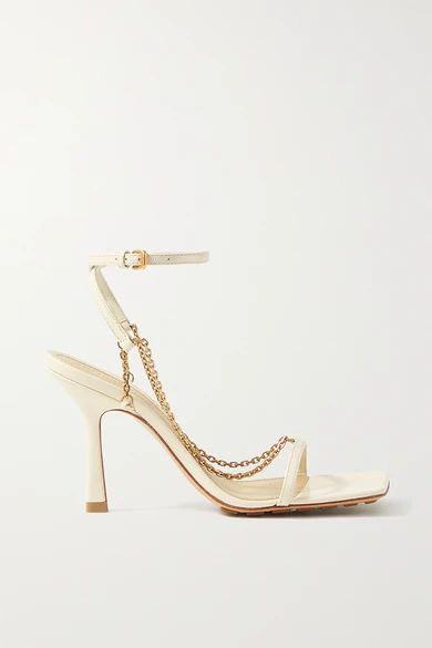 Bottega Veneta - Chain-embellished Leather Sandals - Off-white | NET-A-PORTER (US)