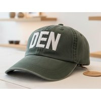 Custom Embroidered Den Denver International Airport Code Baseball Hat Spruce Green White Letters | Etsy (US)