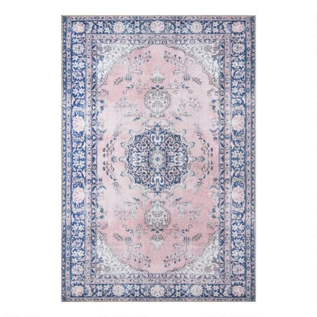 Pink and Blue Medallion Scarlett Area Rug | World Market