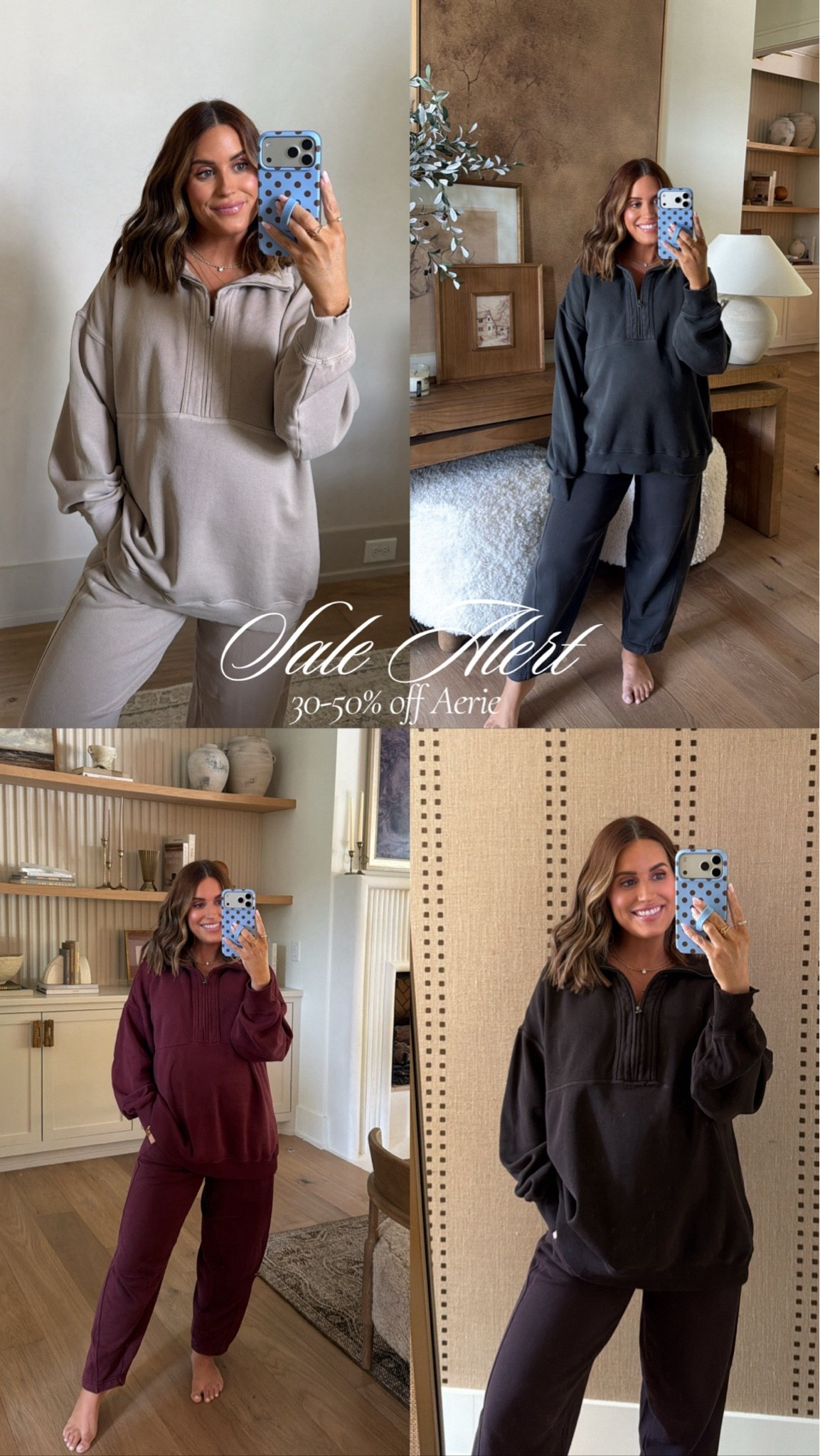 Recent Aerie looks, all 30-50% off through this weekend!! I’m wearing size xs or small in all styles- have loved all of these through pregnancy & postpartum. Easy, comfy outfits to throw on when running errands, school drop off, lounging, etc. #LTKsalealert #AerieSale
