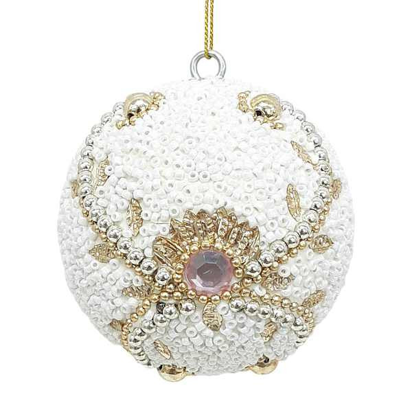 Shop all  Providence Pink




White & Gold Beaded Ball Ornament, 3"








	
		
			
			
				
		... | At Home