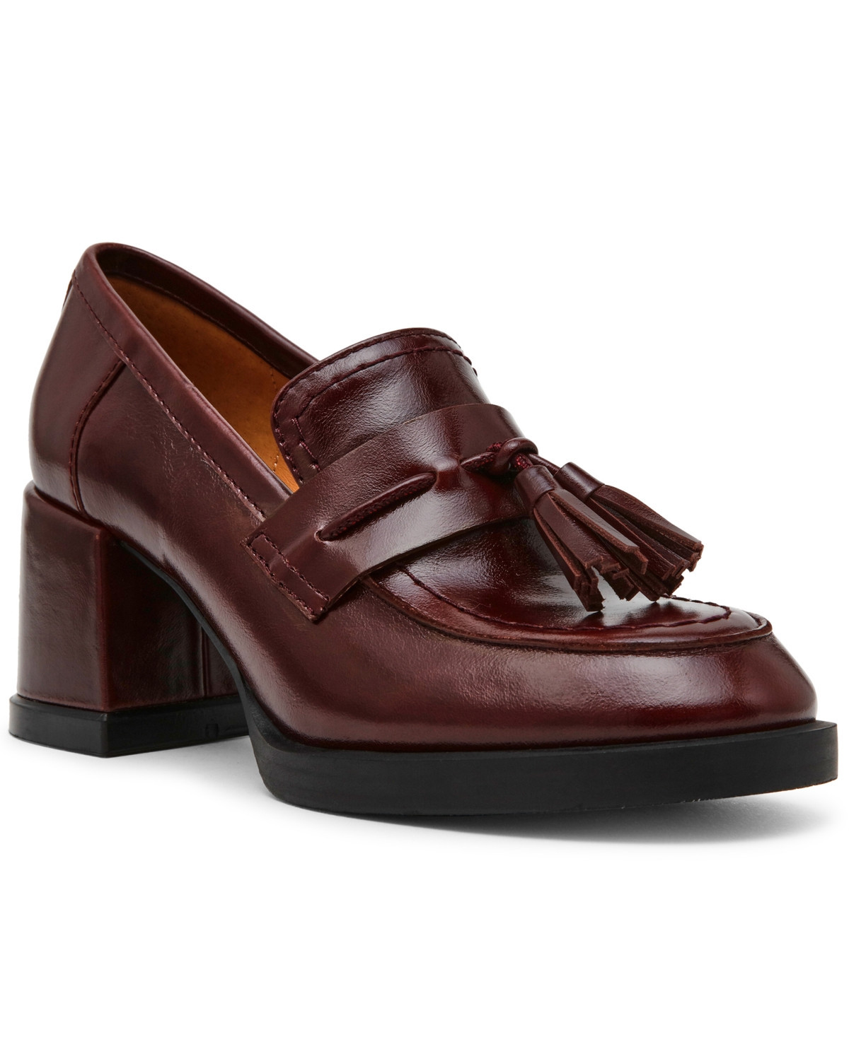Steve Madden Women's Bettie Block Heel Tassel Loafer Pumps - Burgundy Leather | Macy's