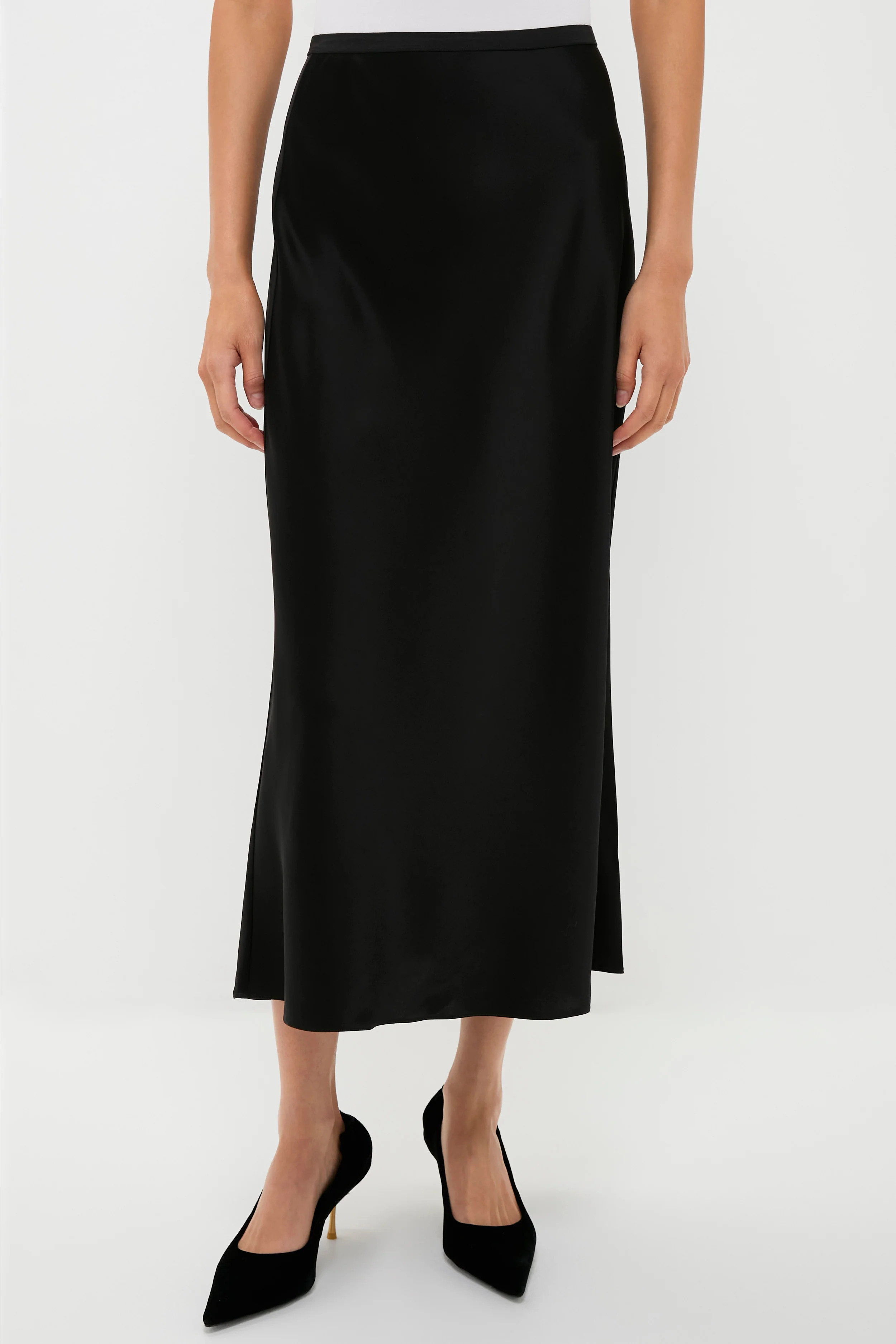 Polo Black Satin Midi Skirt | Tuckernuck (US)