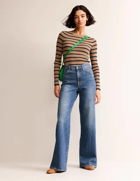 High Rise Wide Leg Jeans - Mid Vintage | Boden (UK & IE)