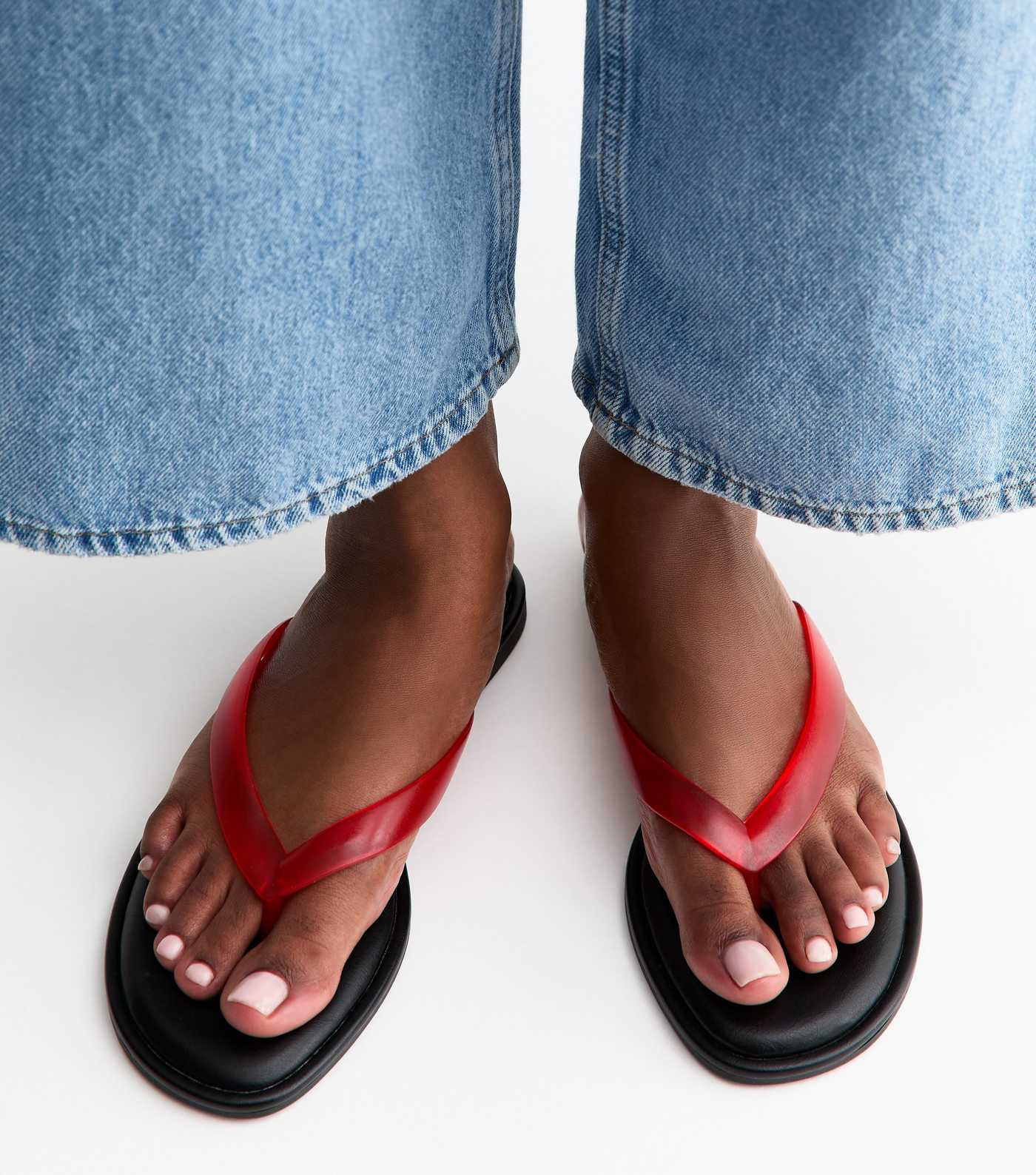 Bright Red Jelly Thong Sandals | New Look | New Look (UK)