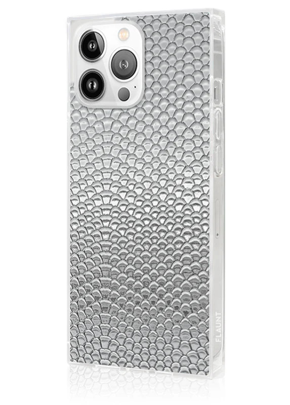 SQUARE® Silver Metallic Snakeskin Faux Leather iPhone Case | FLAUNT