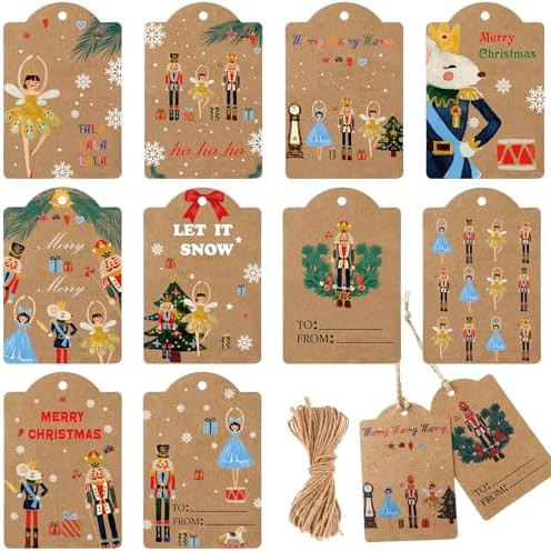 Yeaqee 120 Pcs Nutcracker Christmas Gift Tags with String Holiday Paper Name Tags Nutcracker Favo... | Amazon (US)