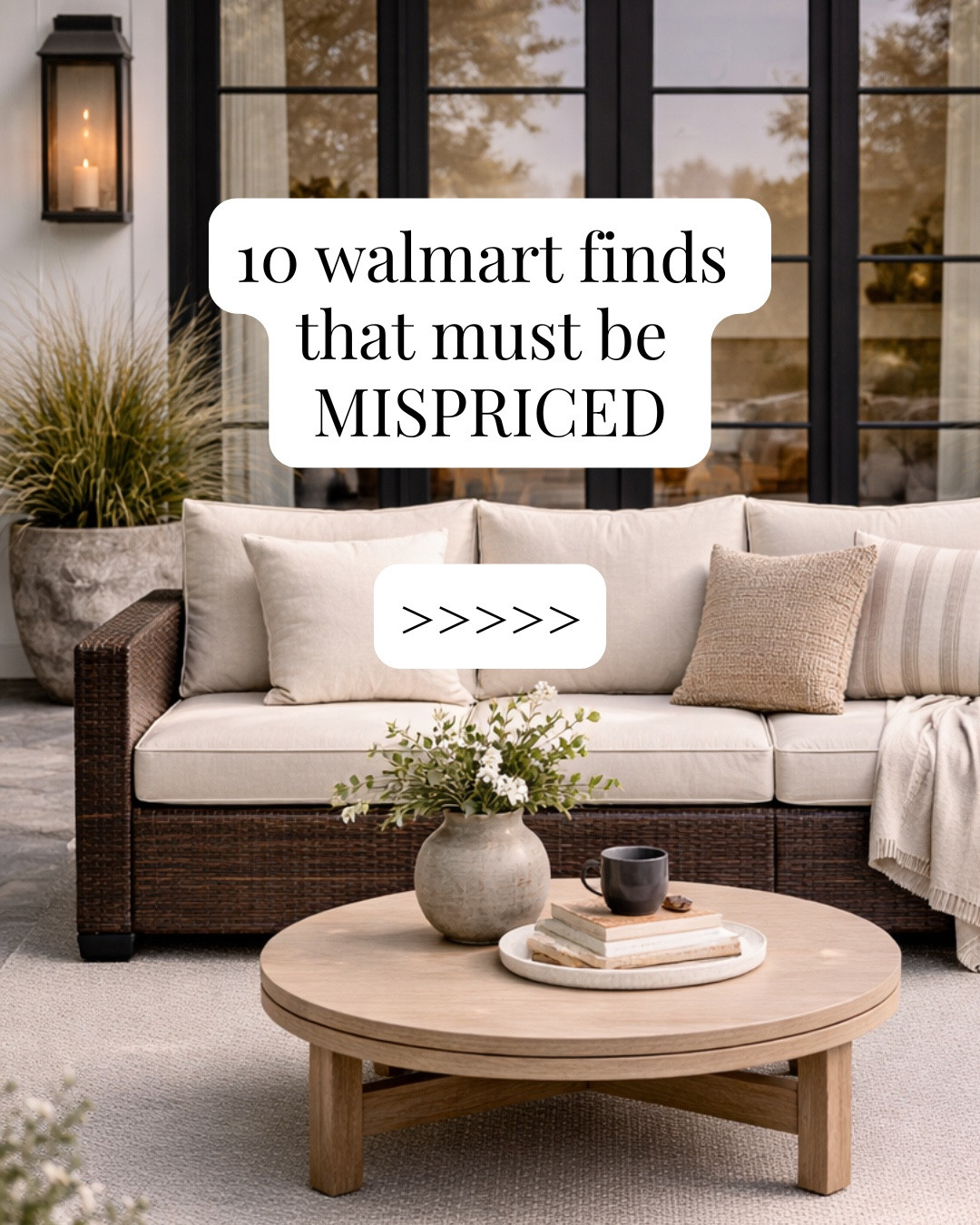 Comment WAL031 to shop! So many sales on outdoor patio going on right now! The 6 seater couch set with coffee table is such a steal, the outdoor pillows are selling out so fast, the aluminum dining set is so low maintenance, and the new lanterns are absolutely stunning - they look so much more expensive than they are!