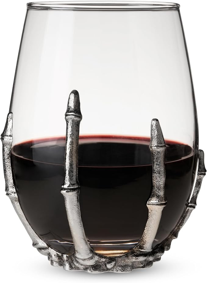 Twine Wine Glass with Metal Skeleton Hand, Durable Drinking Glass for Wines, Cocktails, Spirits a... | Amazon (US)