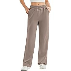 PINSPARK Women's High Waisted Straight Leg Sweatpant Comfy Interior Drawstring Workout Sweat Pant... | Amazon (US)