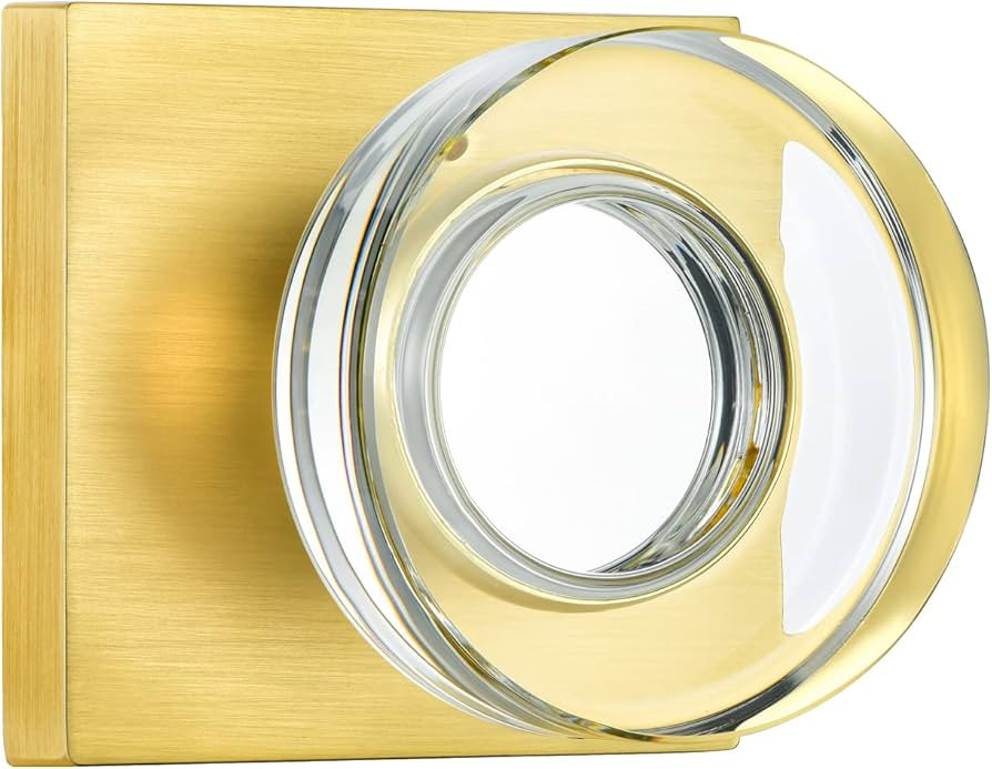 coolnews Modern Glass Door Knobs Privacy Gold Door Knob with Lock, Clear Crystal Door Knobs Inter... | Amazon (US)