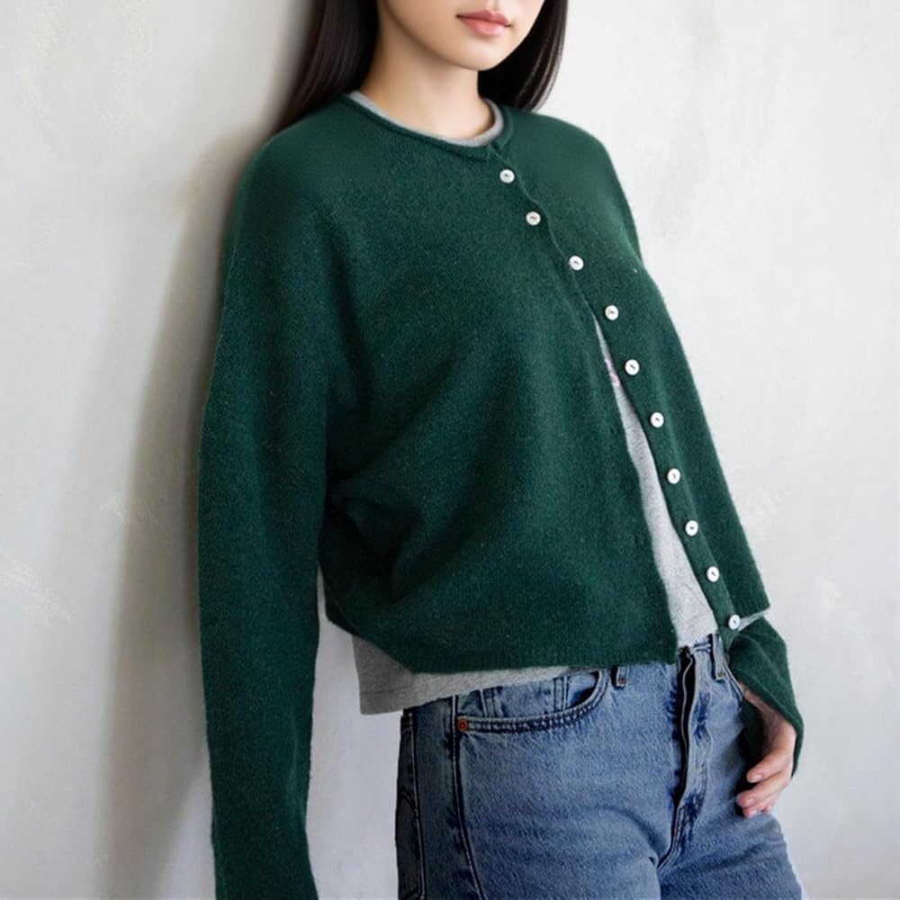 Women Y2k Knitted Cardigan Long Sleeve Button Down Sweater Lightweight Casual Cardigan Loose Fall... | Amazon (US)