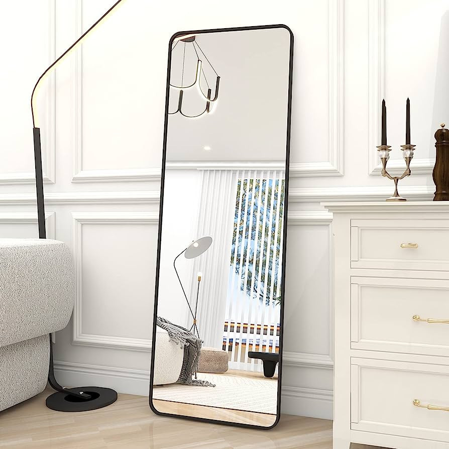 BEAUTYPEAK Black Full Length Mirror, 64"x21" Rounded Corner Floor Mirror Standing Hanging or Lean... | Amazon (US)