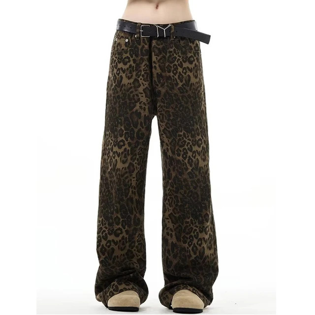 Pantalones de pierna ancha con estampado de leopardo para mujer, pantalones holgados de Hip Hop Y... | Aliexpress EU