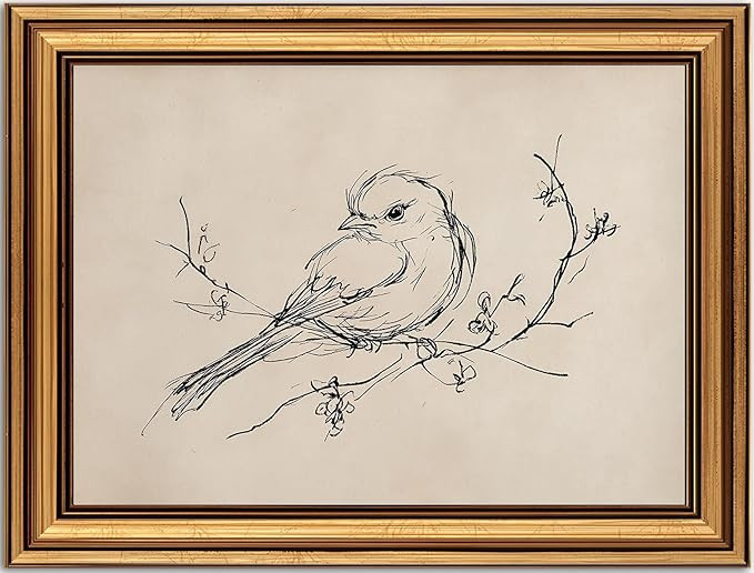 Gold Framed Vintage Wall Art Sketch Bird Canvas Art Prints Modern Rustic Farmhouse Paintings Pict... | Amazon (US)