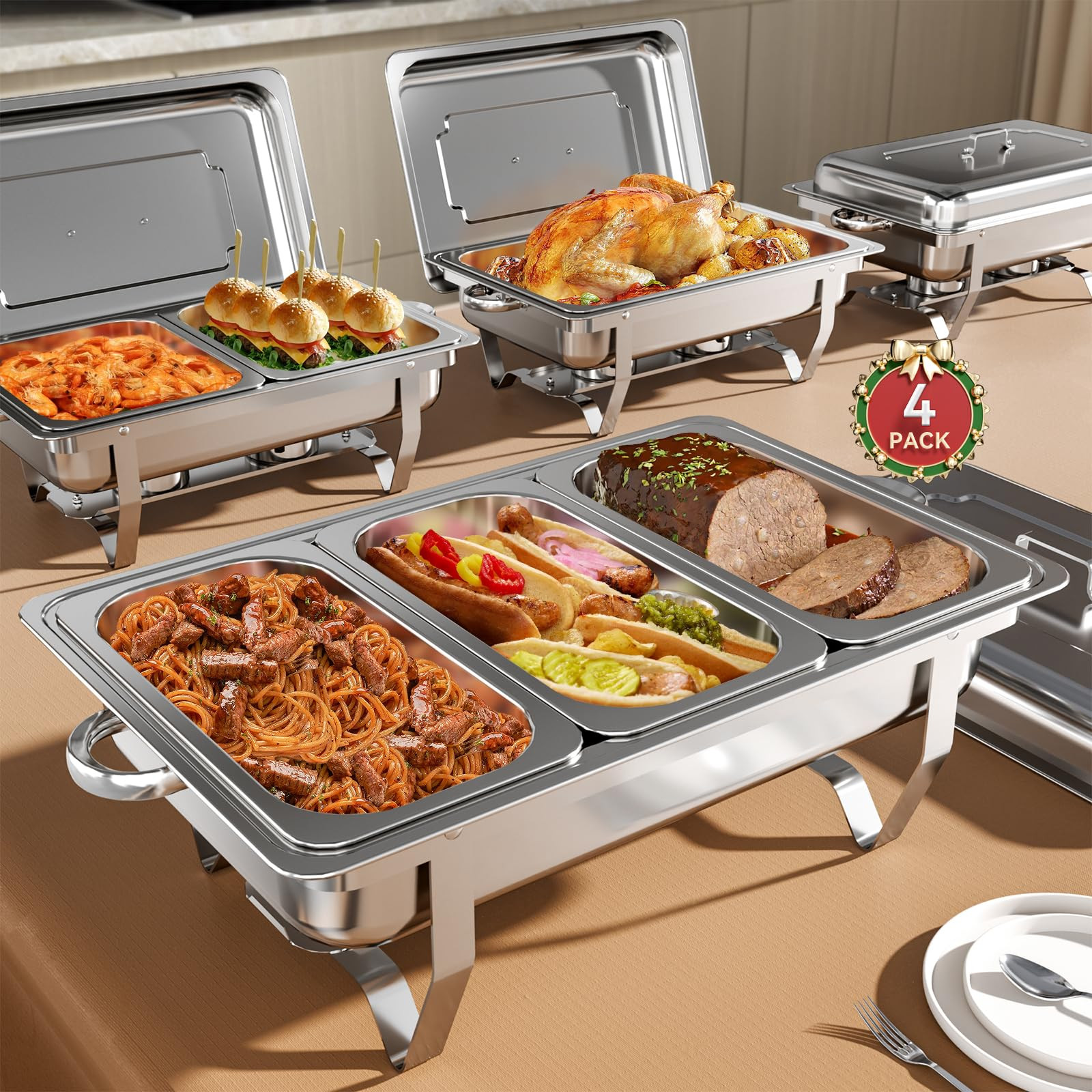 Chafing Dish Buffet Set, 9QT High Grade Chafing Dishes for Buffet, Chafers and Buffet Warmers Set... | Amazon (US)