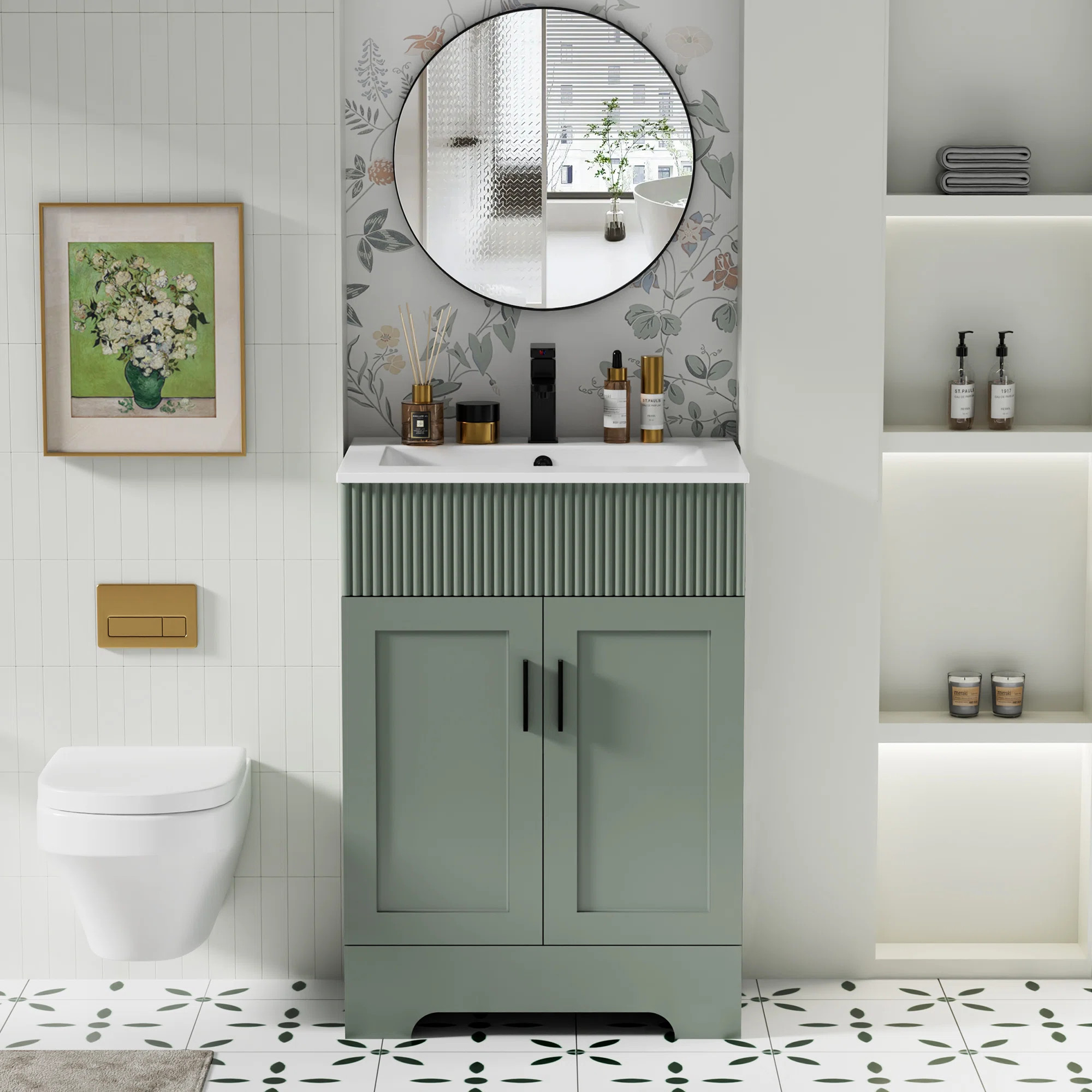 Breonica 24" Mid Century Modern Single Bathroom Vanity with Ceramic Sink Top, Zinc Alloy Faucet, ... | Wayfair North America