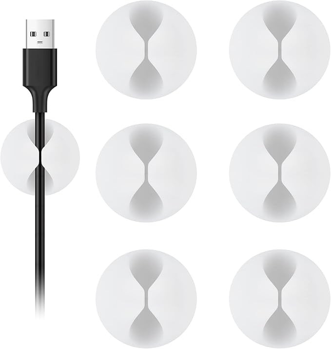 Shintop Cable Clips, 6 Pack White Cord Holder Cable Management Wire Organizer for Organizing Desk... | Amazon (US)