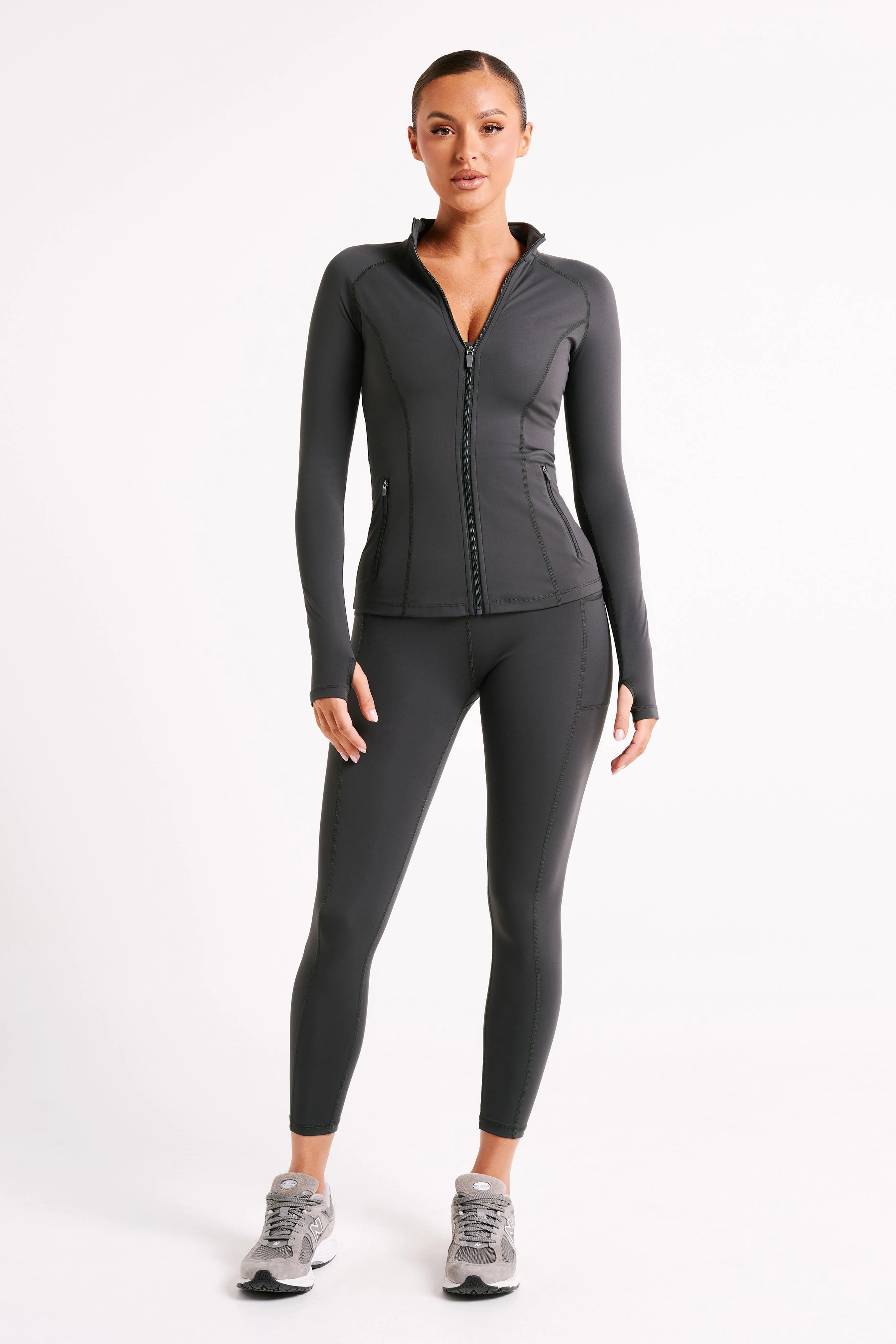 Luna Zip Up Jacket - Charcoal | MESHKI US