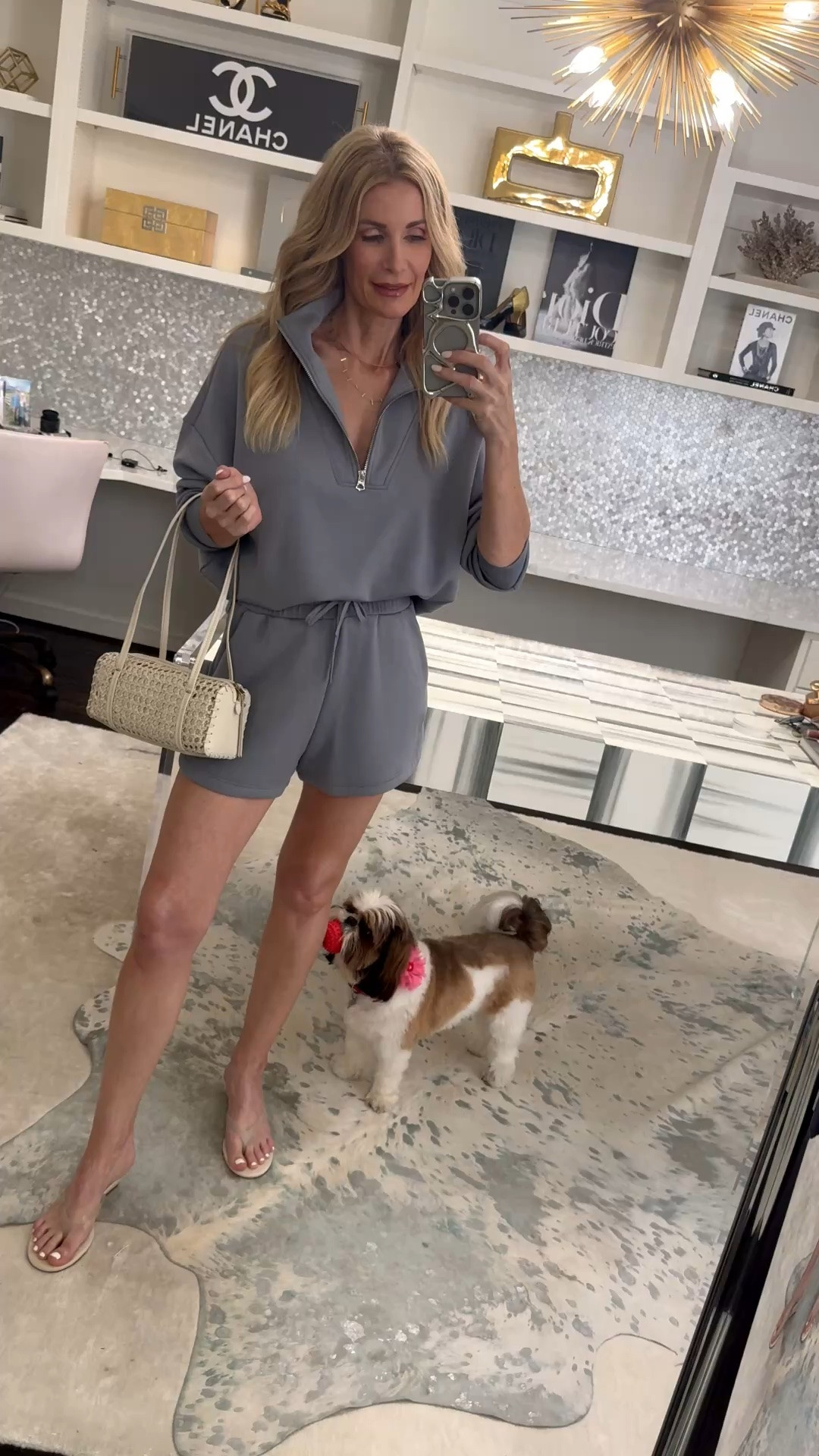 This matching grey shorts set is such an easy elevated casual outfit — I love the half-zip pullover styled with the drawstring shorts for a look that feels comfortable, polished, and perfect for travel, errands, or lounging in style. The soft neutral color makes it so easy to wear now and layer later with a denim jacket or sneakers. I’m wearing an XS in the top and an XS in the shorts. #LTKOver40 #LTKTravel #LTKStyleTip
 

 #LTKootd #LTKSeasonal #LTKOver40