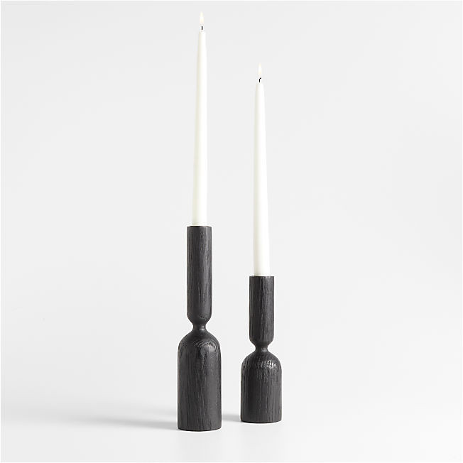 Asker Natural Wood Taper Candle Holders, Set of 2 + Reviews | Crate & Barrel | Crate & Barrel