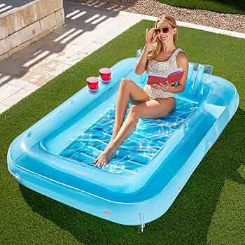 Sloosh Inflatable Tanning Pool Lounge Float, 70" x 46" Suntan Tub Raft Floatie, Tanning Pool with... | Amazon (US)