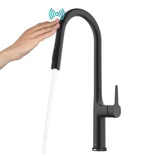 KRAUS Oletto Single Handle Touch Pull Down Sprayer Kitchen Faucet in Matte Black KTF-3101MB - The... | The Home Depot