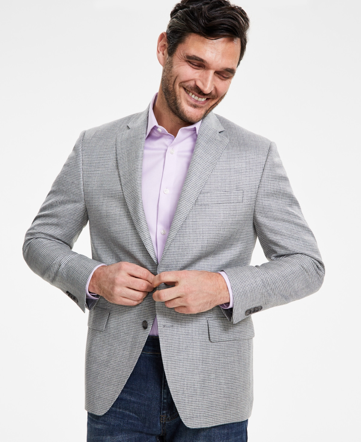 Michael Kors Men's Classic-Fit Wool Blend Sport Coats - Grey Cream | Macy's