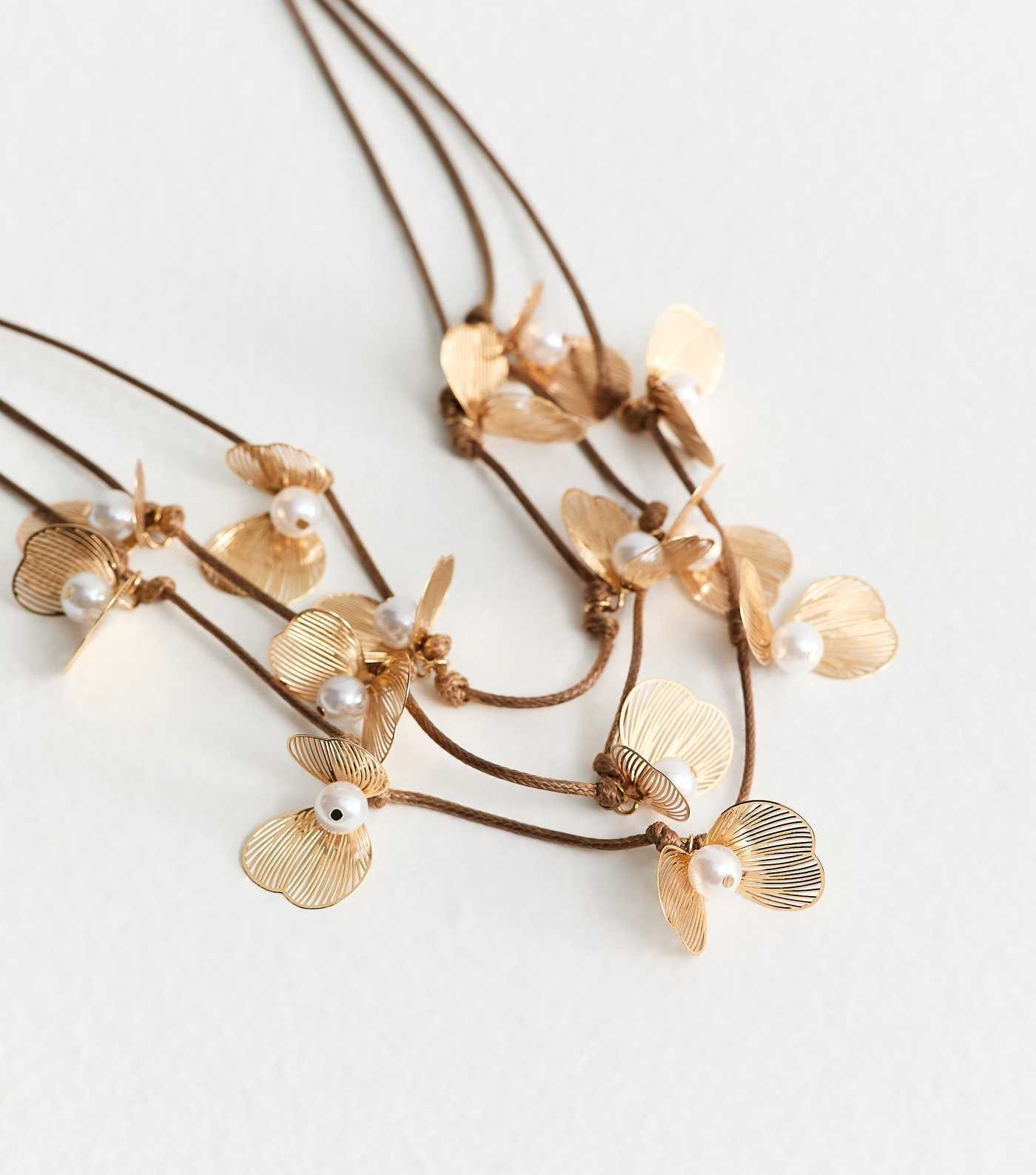 Brown Triple Layer Rope and Petal Necklace | New Look | New Look (UK)