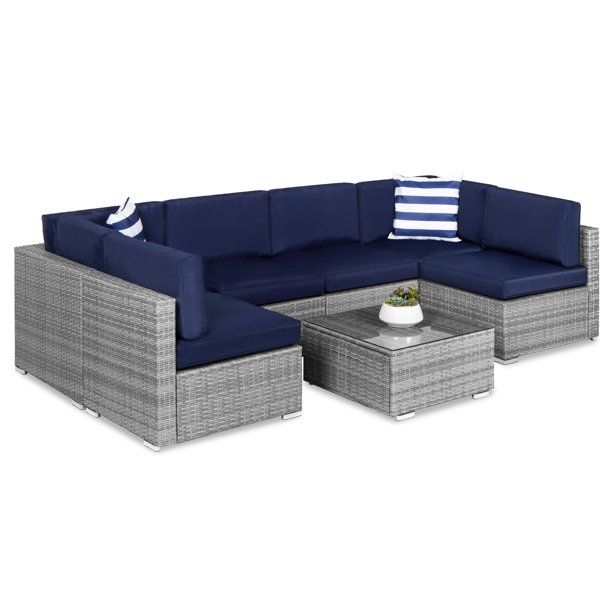 Best Choice Products 7-Piece Modular Outdoor Conversational Furniture Set, Wicker Sectional Sofas... | Walmart (US)