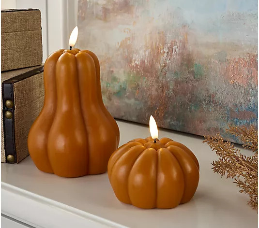 Home Reflections S/2 Flameless Pumpkin Figural Candles - QVC.com | QVC