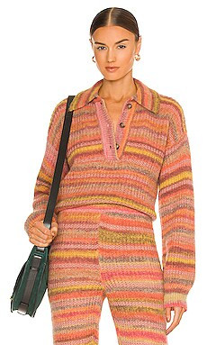 Something Navy Striped Polo Sweater in Pink Combo from Revolve.com | Revolve Clothing (Global)