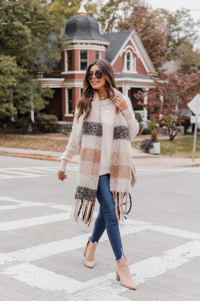 Play For Keeps Beige Crew Neck Sweater | The Pink Lily Boutique