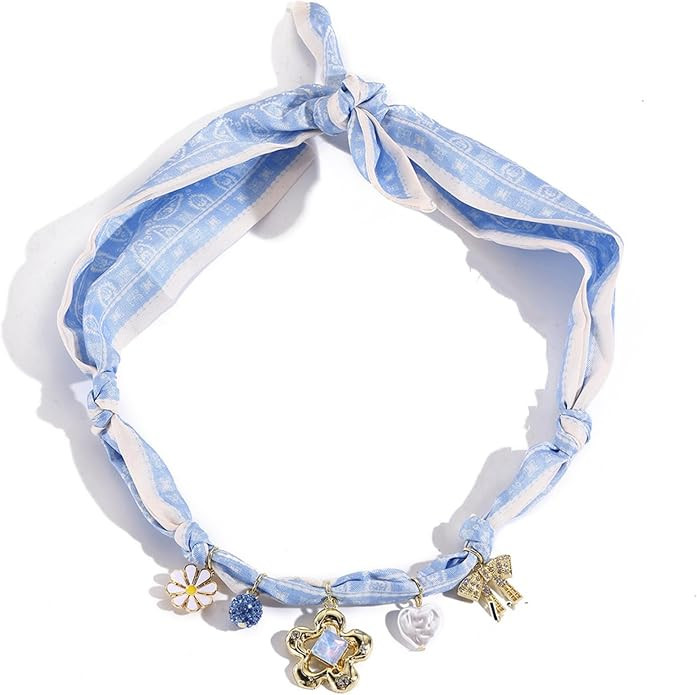 Bandana Charm Necklace for Women Scarf Necklaces With Charms Pendant Choker Necklaces Jewelry | Amazon (US)