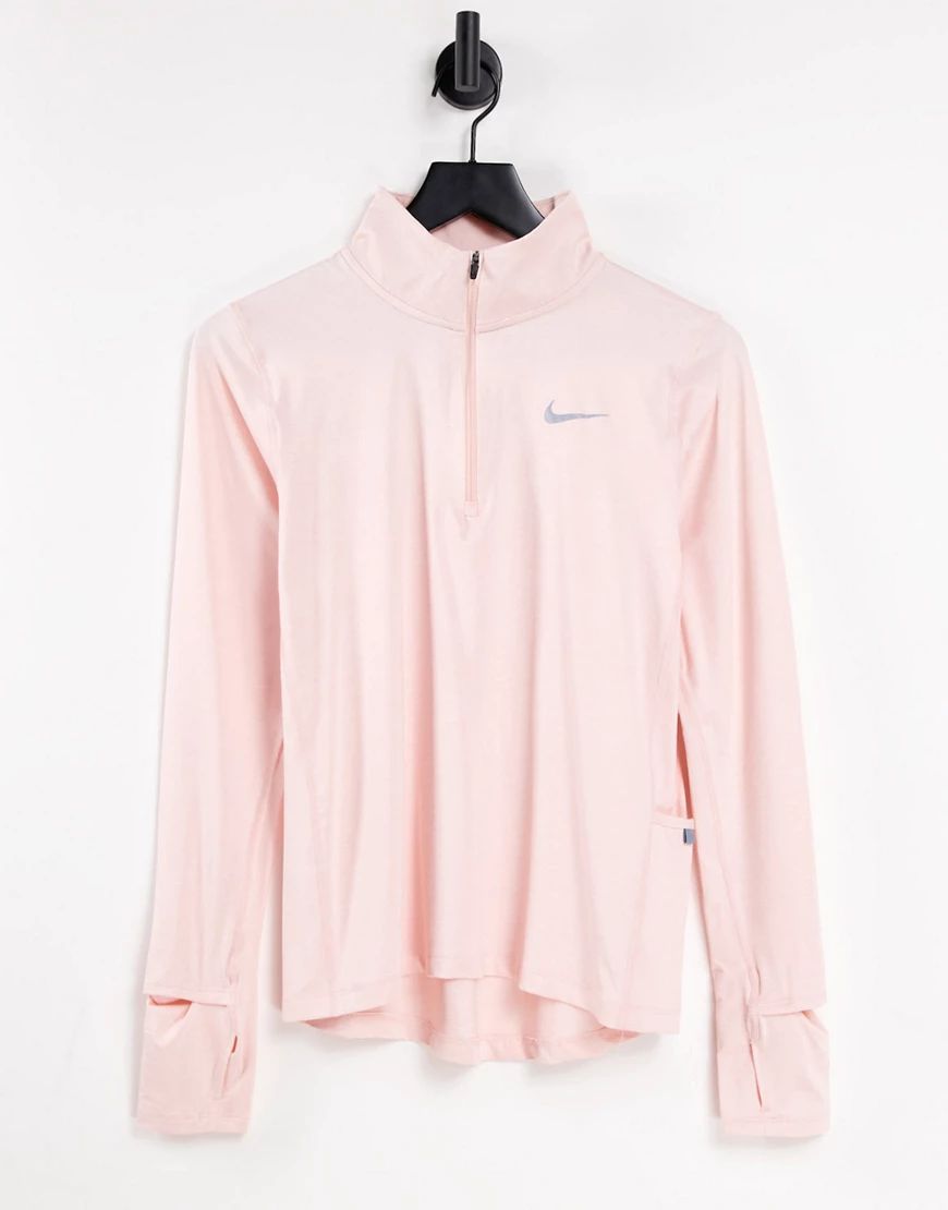 Nike Running Element Pacer half-zip sweat in pink heather | ASOS (Global)
