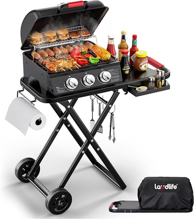 3-Burner Portable Gas Grill with 30,000 BTU, 320 SQ.IN Detachable Propane Grills, Non-Stick Porce... | Amazon (US)