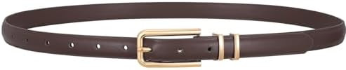 Women Skinny Leather Belt Thin Waist Belt for Women Jeans Dress Fashion Ladies Belt with Gold Buc... | Amazon (US)
