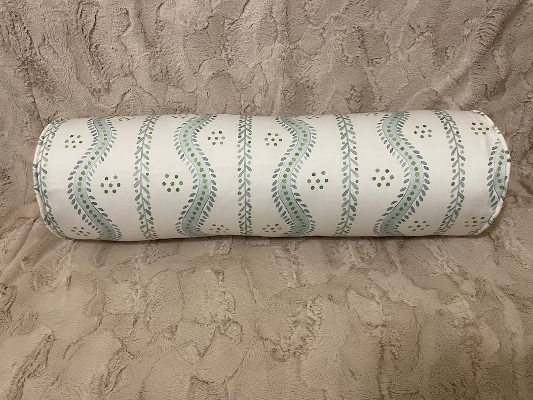 Bolster Pillow Cover, Soft Blue and Green Stripe Home Decor Pillow, Long Bolster Pillow Cover | Etsy (US)